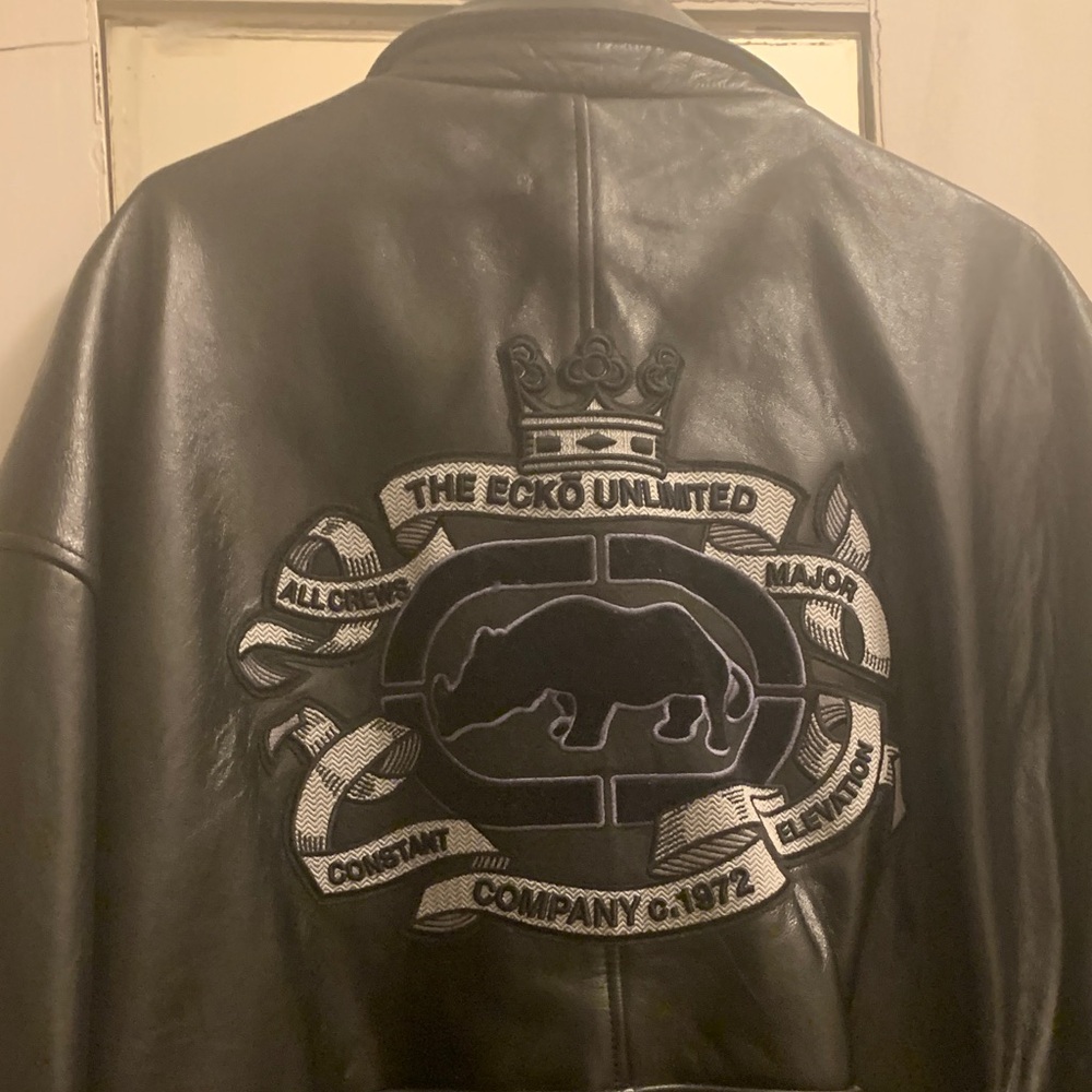 Ecko Unlimited Black Leather Varsity Jacket